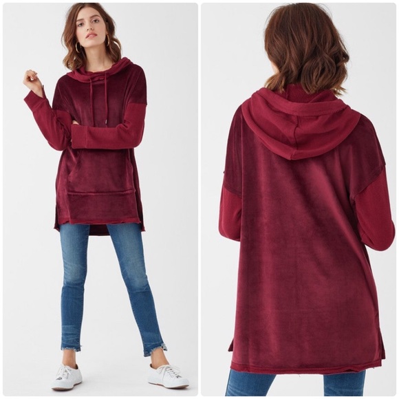 Splendid  Red Ruby Velour/French Terry Hoodie M - Picture 1 of 8